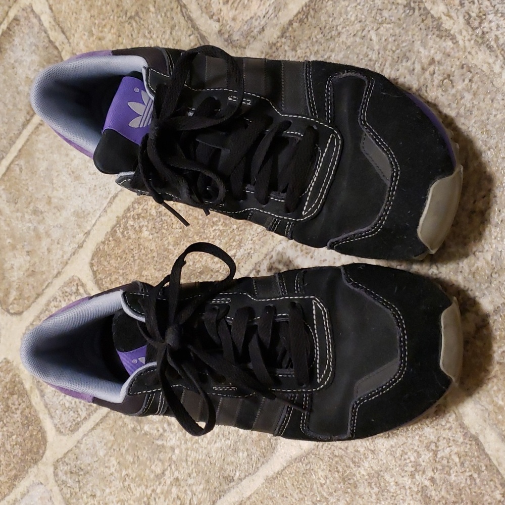 Adidas zx sneakers black/grey/purple need sole replaced. 9 us (pre2010)